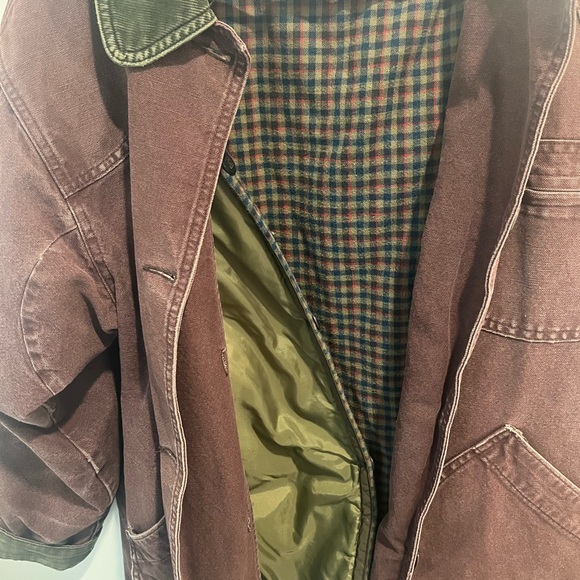 Vintage Women’s LL bean Green Collar Barn Chore Coat Brown- Women’s Medium - Picture 4 of 5